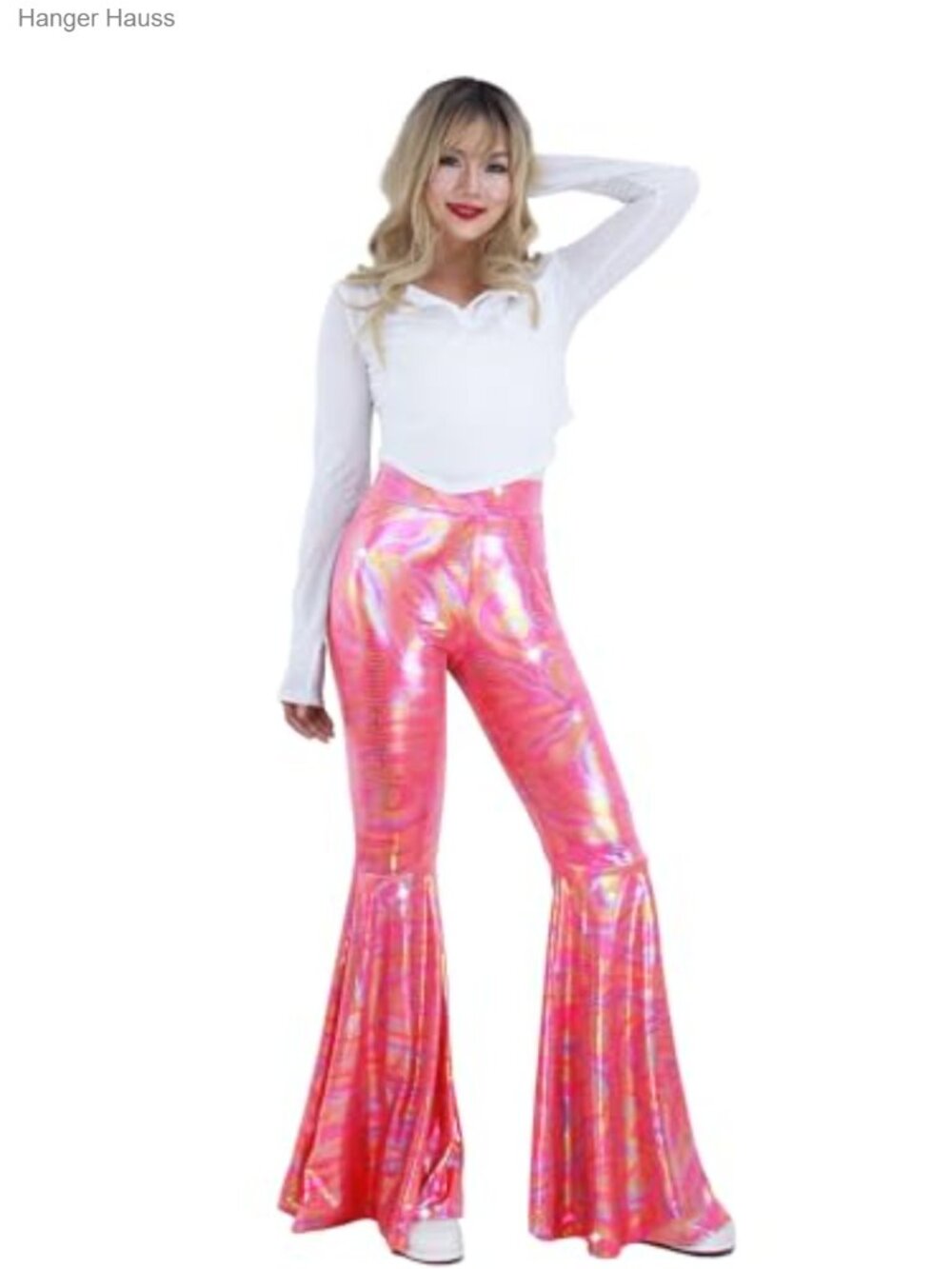 Sequined Flare High Waisted Wide Leg Bell Bottom Pants - Picture 2 of 5